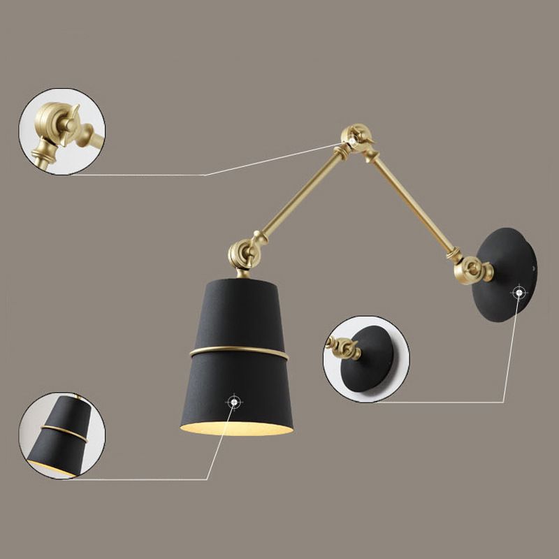 Lámpara de lectura de pared de pared de pared industrial de la pared de la pared del brazo múltiple múltiple con el tono cónico