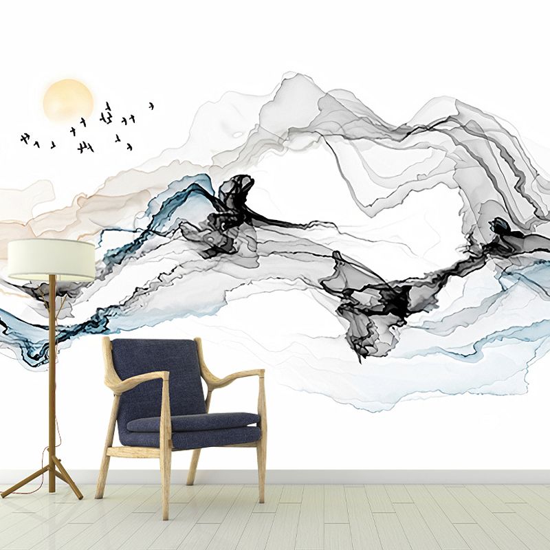 Peintures murales abstraites couleur pastel fumée décor mural extra large, taille personnalisée disponible