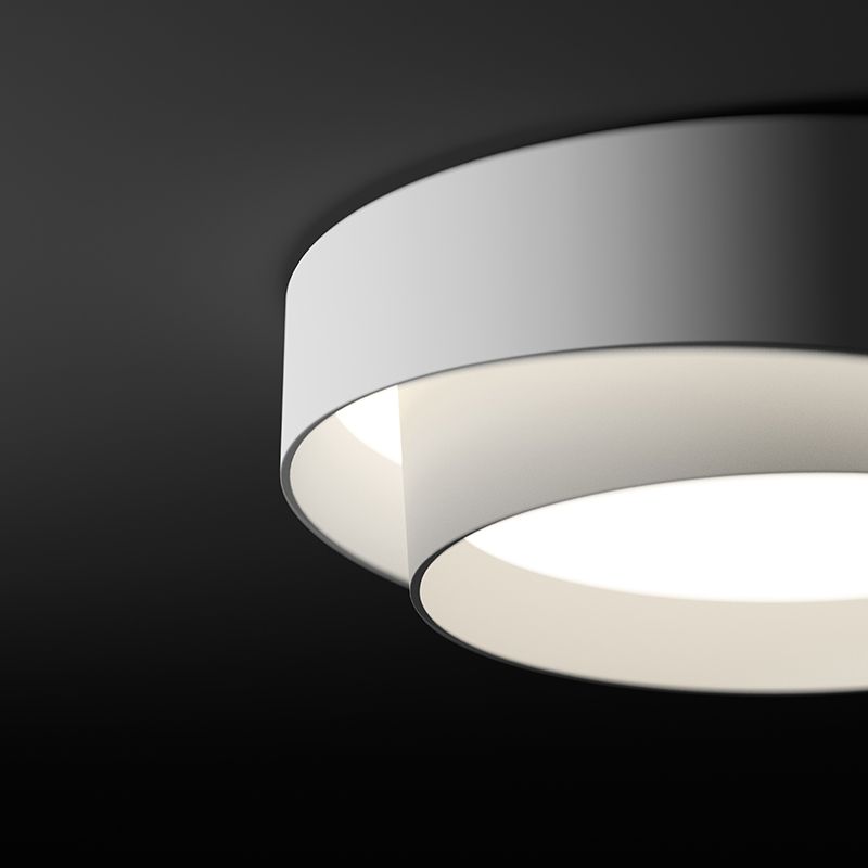 Modern Minimalist LED Ceiling Fixture Lacquered Iron Circular Flush Mount with Acrylic Shade