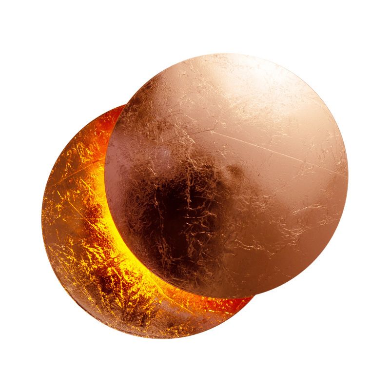 Nordic Style Rotatable Solar Eclipse Wall Sconce Metal Round Full Moon Shaped Wall Mount Lamp for Bedroom