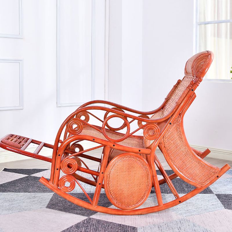 Espresso Rattan Rocking Chair Antique Reclining Rocker Chair 24.4" x 47.2" x 36.2"