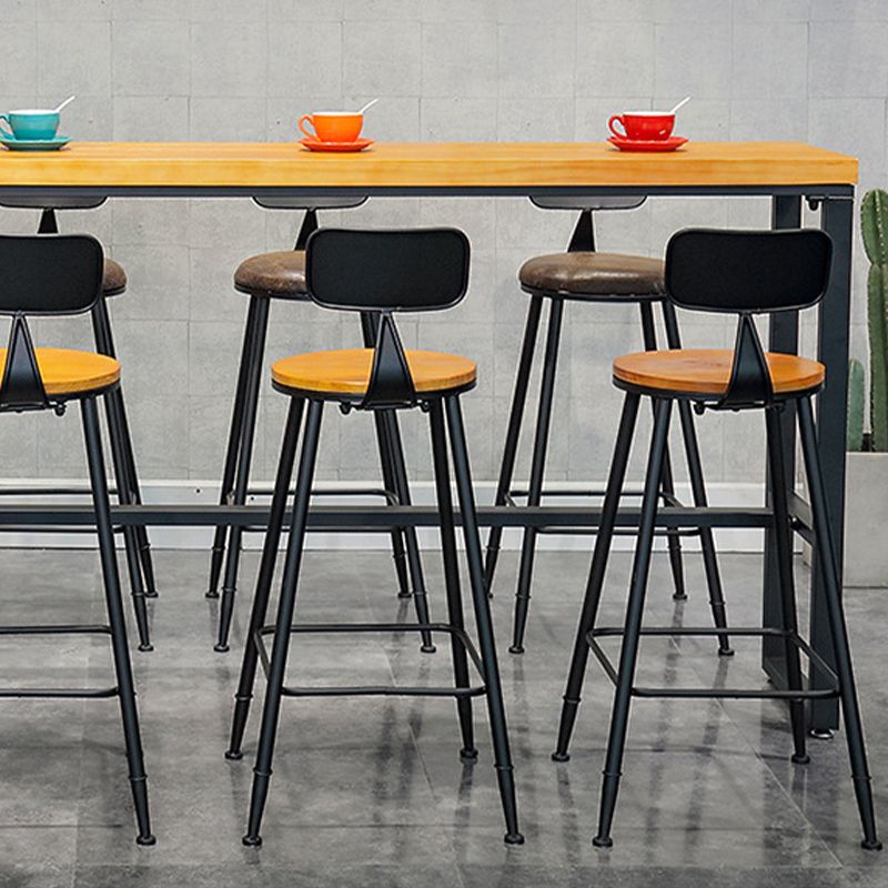 Contemporary Bar-height Counter Stool Low Back Bar Stool with Metal Base