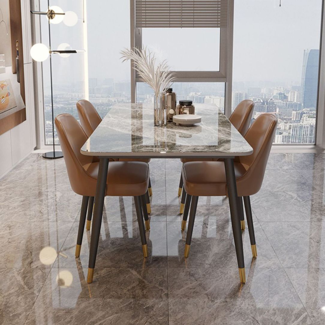 Modern White 72 in Marble Counter Table Rectangle Dining Table for Kitchen