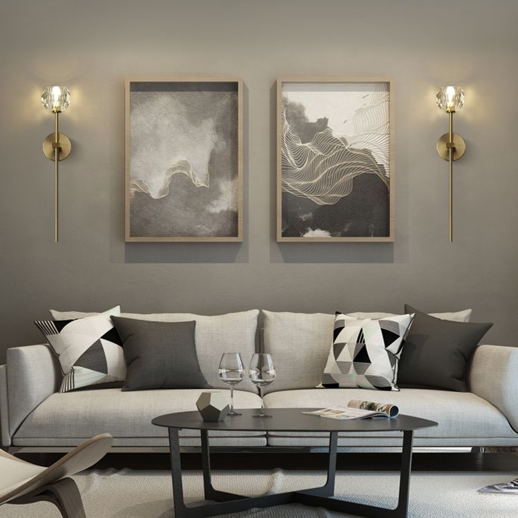 Lámpara de pared de cristal dorada en el moderno tipo de pared de globo de cobre estilo lujo para dormitorio