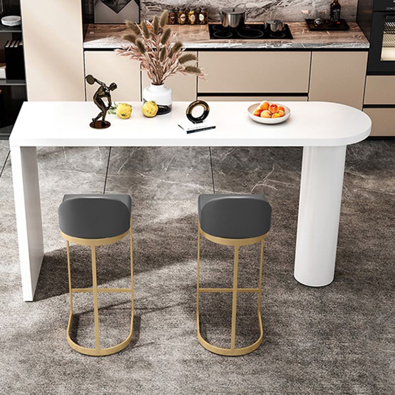 Contemporary White Double Pedestal Bar Table Wood and Iron Bar Dining Table