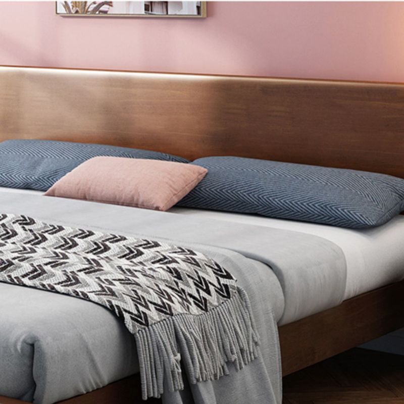 Traditional Solid Wood Panel Bed 34.65" H Low Profile Bed Frame Set in Brown