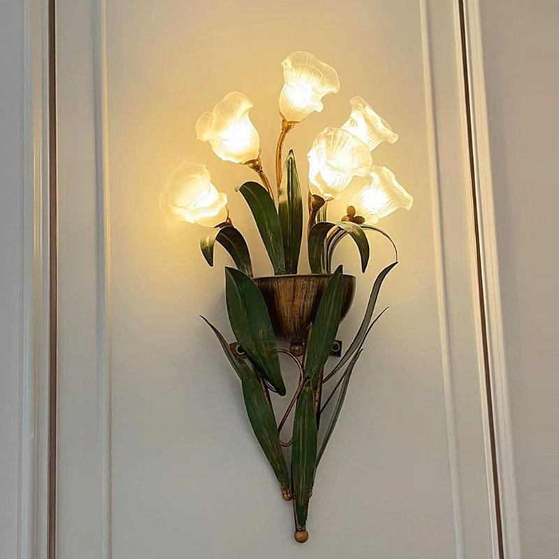 Flower Shape Glass Wall Sconces Modern Multi-Lights Wall Mount Light Fixture