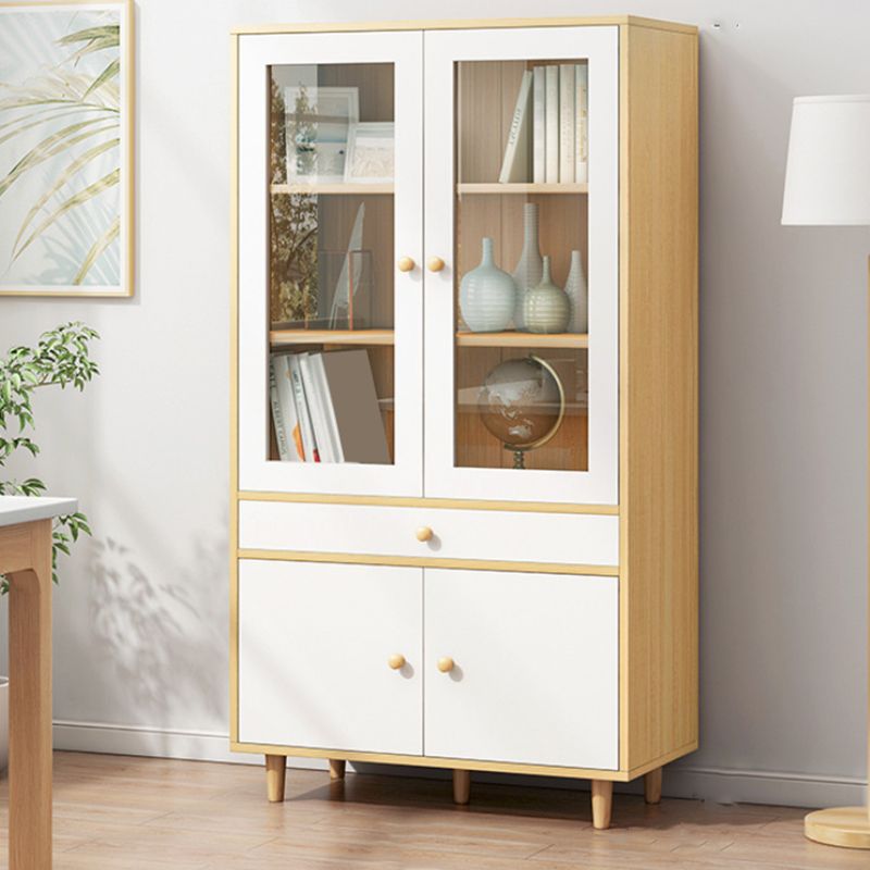 Urban Closed Back Shelf Bookcase Engineered Wood Bookshelf with Cabinets for Study Room