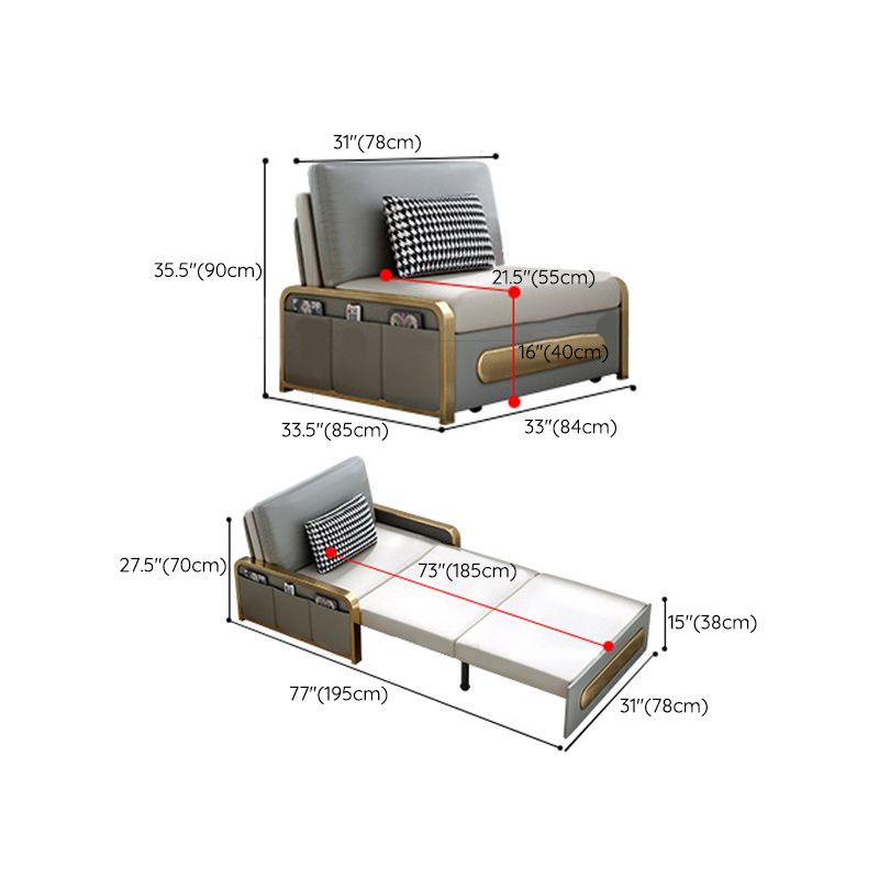 Square Arms Futon Foldable Pillow Included Cushion Back Sleeper Sofa