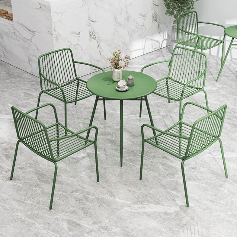 Modern Metallic Finish Bistro Table Set 1/2/3 Pcs Metal Bistro Set