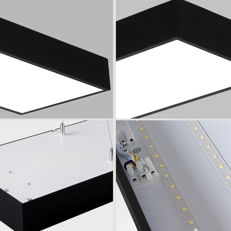 Modern Simple Rectangle Ceiling Lamp Aluminium 1 Light Flush Mount Light for Office