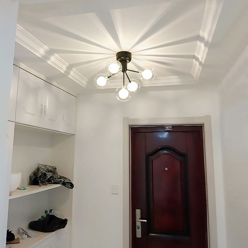 Sputnik Ceiling Lighting Contemporary 5-Light Semi Flush Mount for Hallway