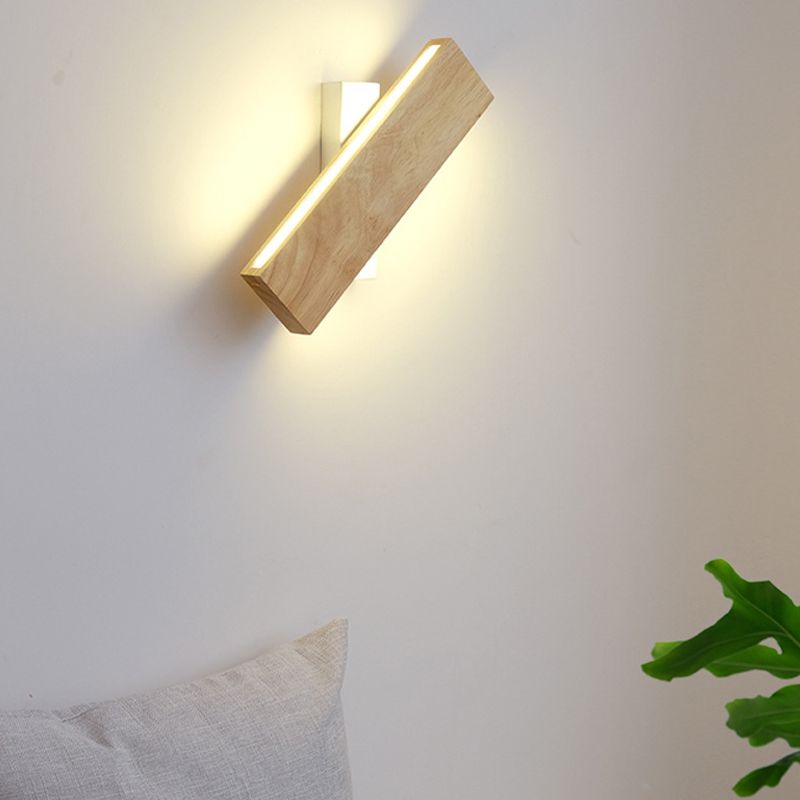 Single Modernism Beige Finish Wall Mounted Sconce Wooden Wall Light