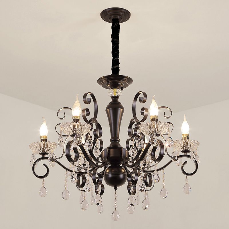 Crystal 6 Lights Hanging Ceiling Lights Raindrop European Suspended Lighting Fixture for Living Room