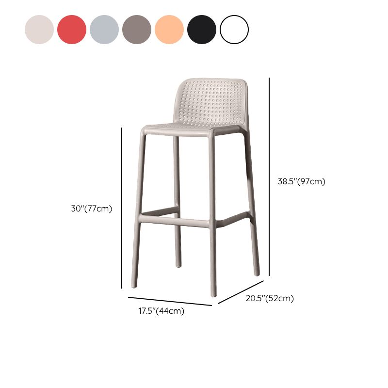 Contemporary Low Back Plastic Armless Bar Stool with Footrest