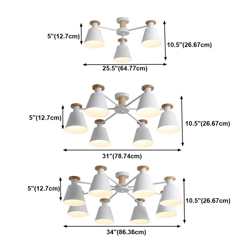 Moderne Kegelschatten Deckenlampe Metall mehrköpfige Deckenbeleuchtung für Restaurant