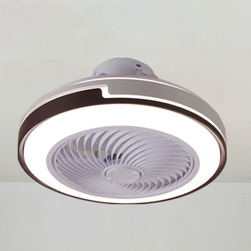 Round Flush Mount Ceiling Fan Nordic Metal Dining Room LED Semi Flush Light