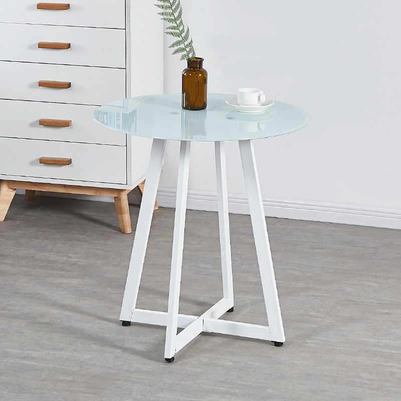 Simplicity Style Round Pedestal Dining Table Clear Glass Home Furniture