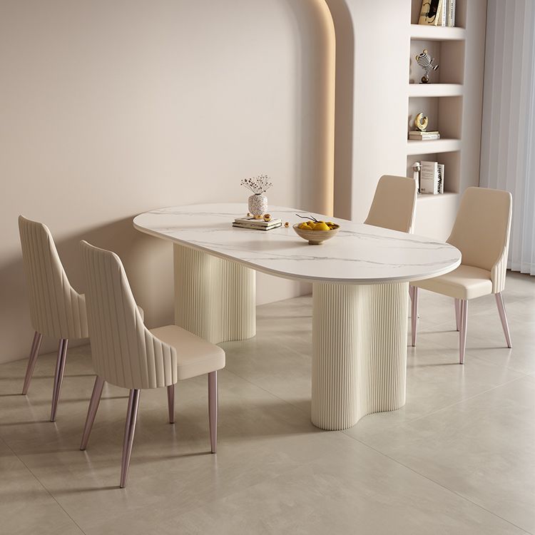 Oval Double Pedestal Dining Table Contemporary Kitchen Dinner Table