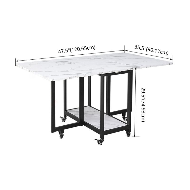 Contemporary Style Sintered Stone Dining Table with Removable Leaf and Trestle Base