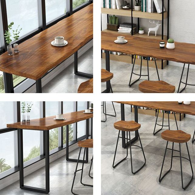 Modern Rectangle Solid Wood Bar Table Set 1/5/6 Pieces Counter Table with Backless Stools