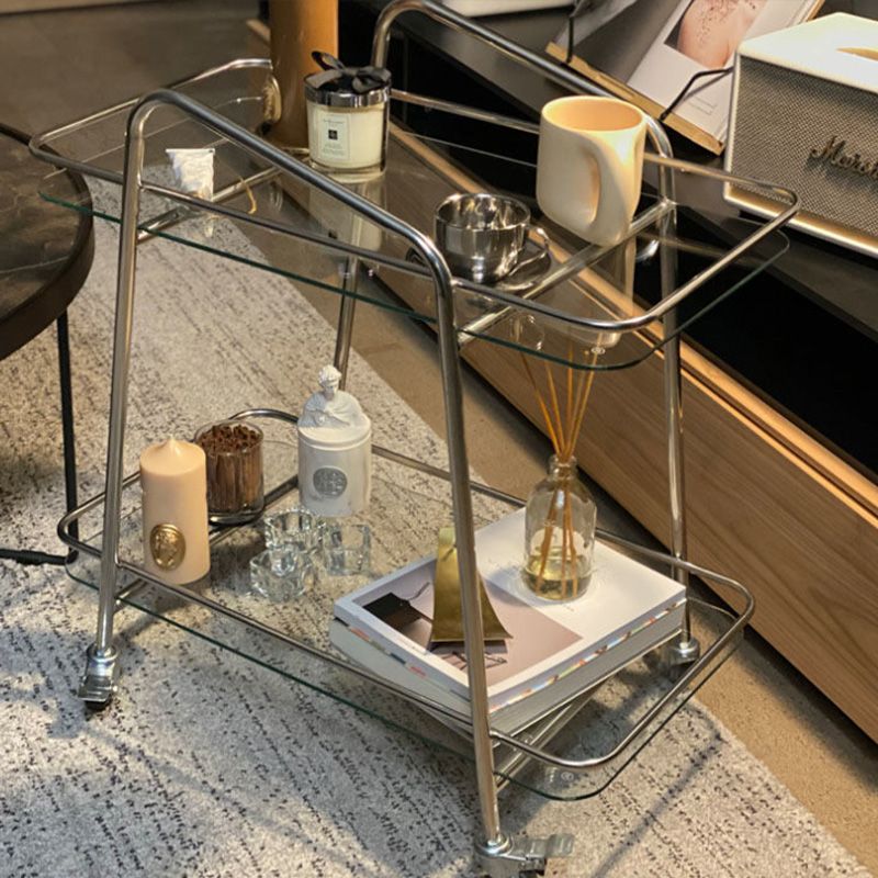 Living Room Double Tier Contemporary with Storage Glass Side Table