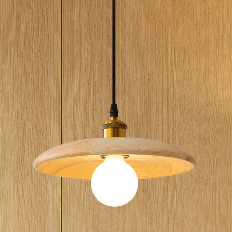 Pot Cover Shade Hanging Lighting Modern Style Bois massif 1 pendentif léger pour séjour à domicile
