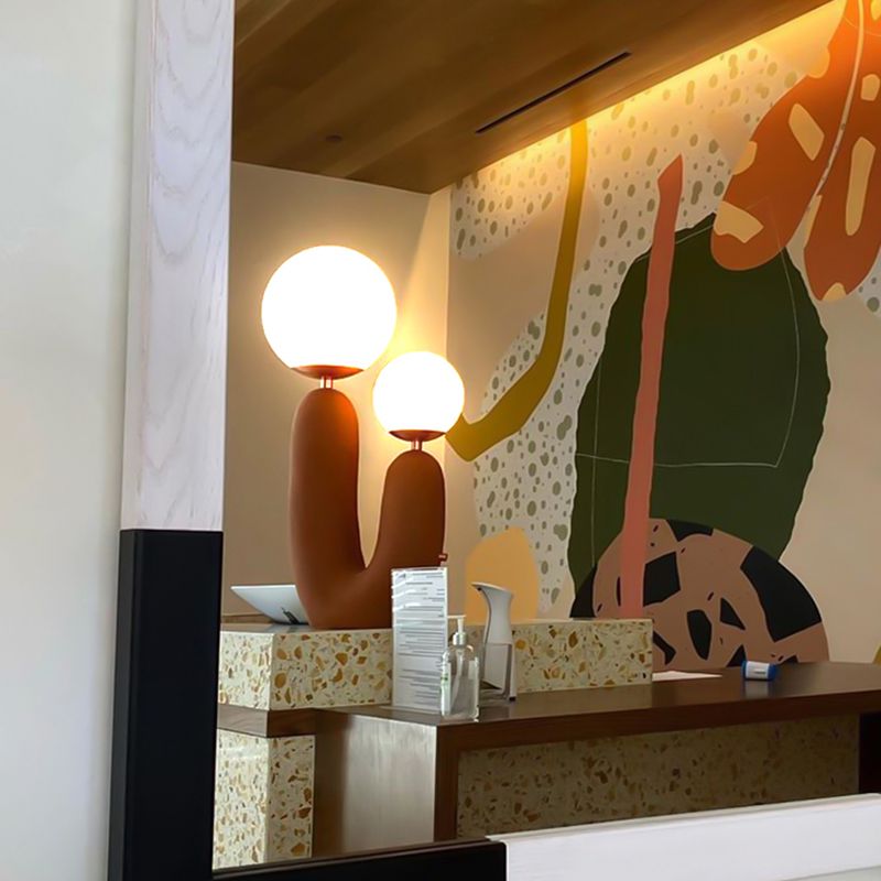 Sfera lampada da tavolo notturna in vetro contemporaneo 2 comodini leggeri per camera da letto