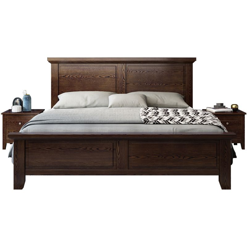 Ash Standard Bed Mid-Century Modern Bed Frame with Headboard