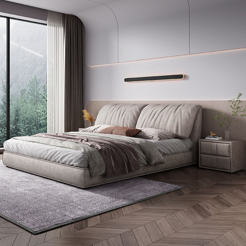 Glam Solid Wood Mattress Included Rectangular Panel Upholstered Headboard Bed