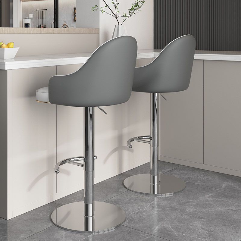 Swivel Adjustable Height Patio Bar Stool Upholstered Indoor Bar Stool with Chrome Base