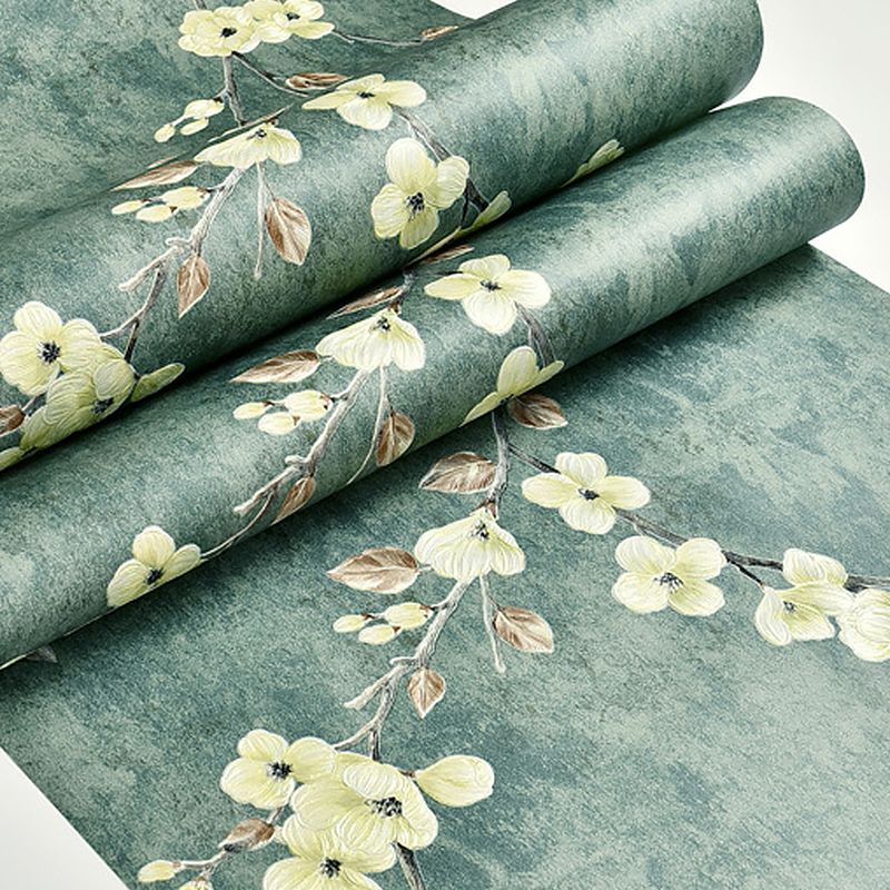 Pastel Blue 3D Embossed Floral Pattern 57.1 sq ft. Non-Pasted Stain-Resistant Wallpaper