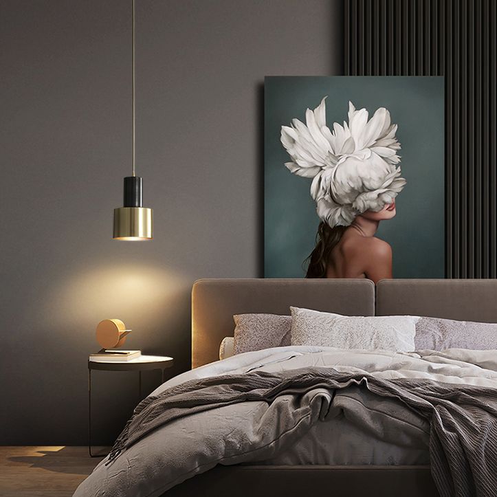 Minimalist Pendant Lighting Fixture Cylinder Hanging Ceiling Light with Metal Shade