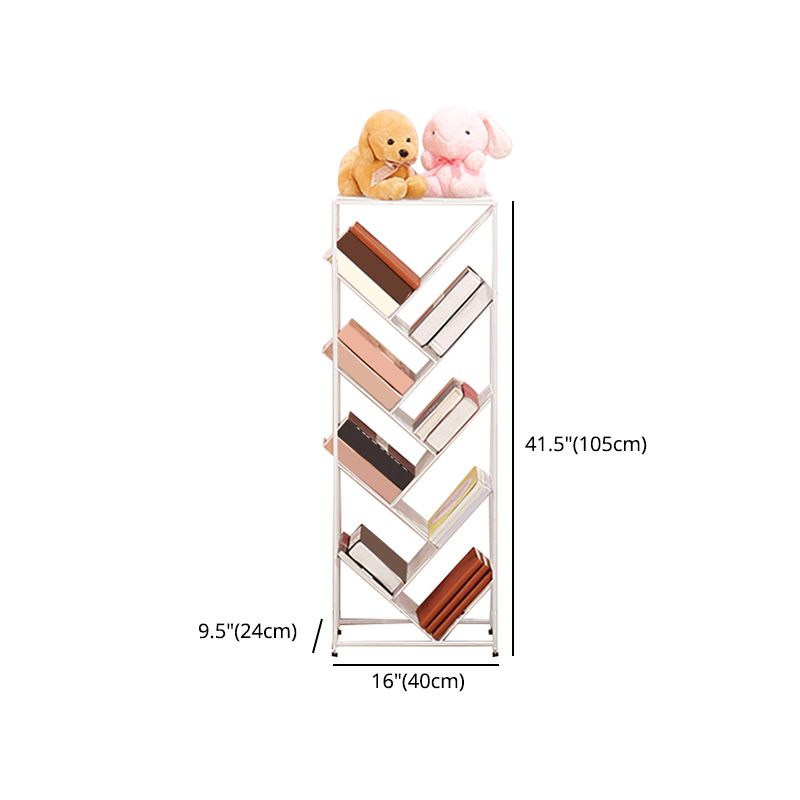 Contemporary Metal Bookcase White Open Bookshelf for Living Room