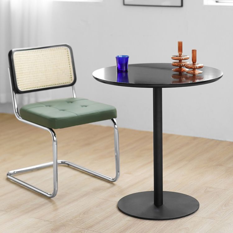 Table de salle à manger décontractée à base de tulipe ronde, table fixe quadricolore avec bois massif
