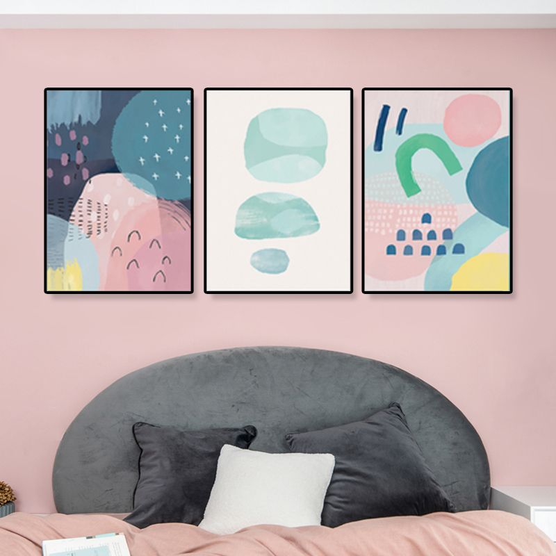 Ensemble d'art mural gouttes de pluie, motif abstrait nordique, impression sur toile de couleur pastel pour la décoration