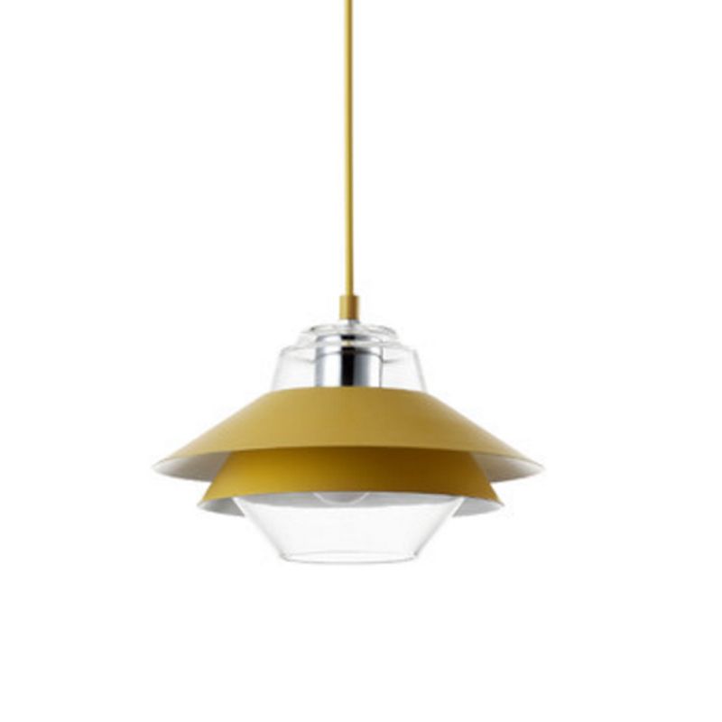 Macaron Small Pendant Lampe Suspension Light avec une teinte en verre pour salle à manger