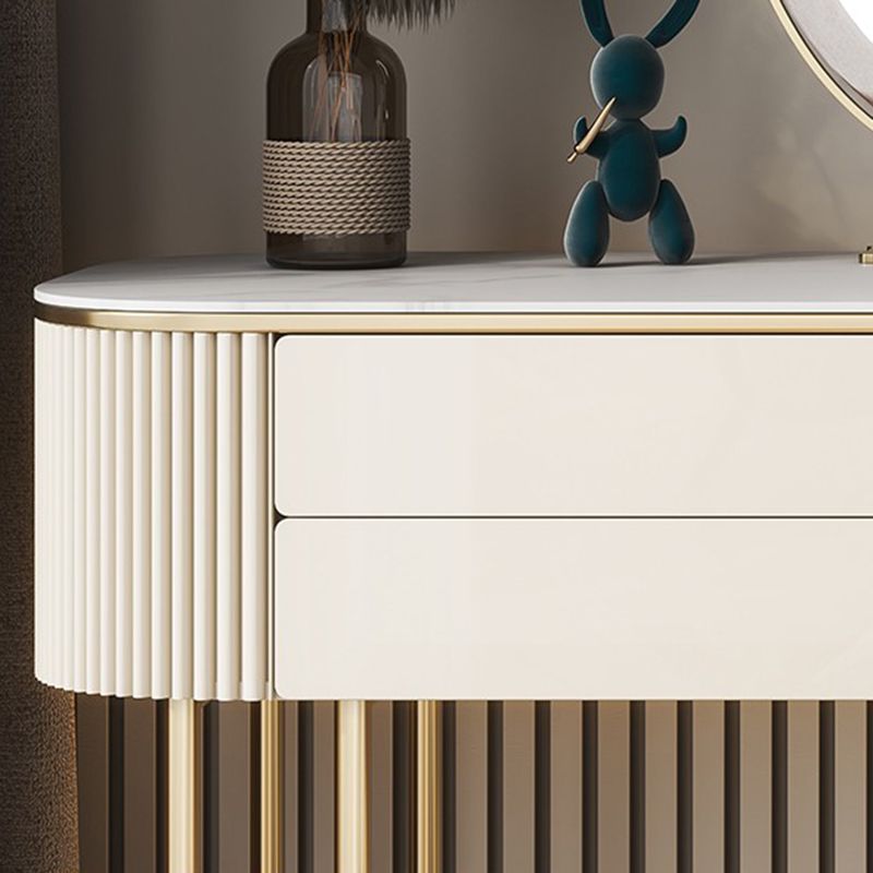 Slate Top Glam Makeup Counter Solid Wood Dressing Table with Drawers