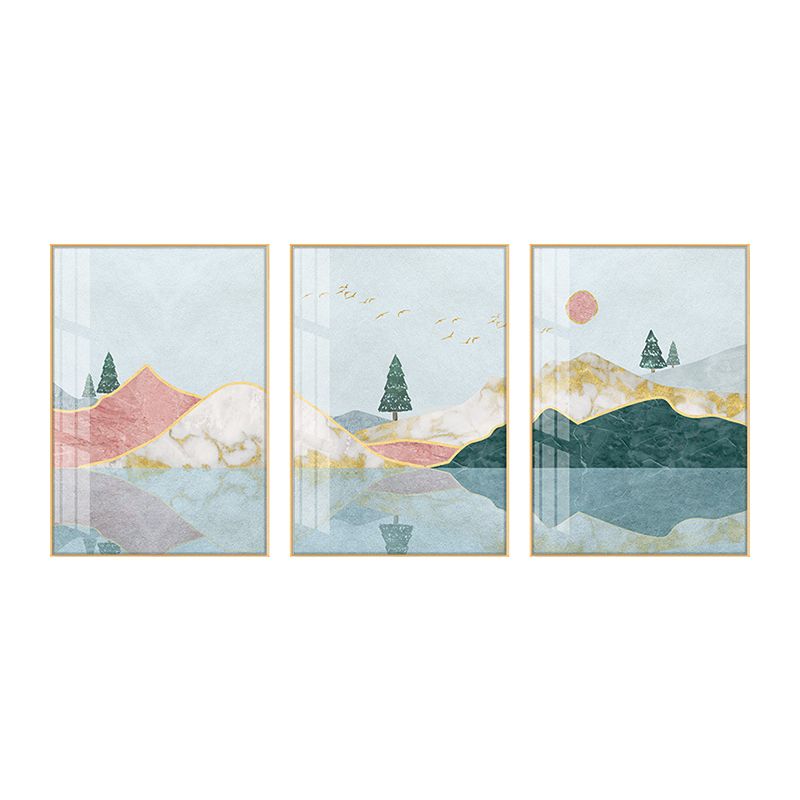 Pastel Mountain Landscape Canvas Art Nature Scenery Kids Multi-Piece Wall Decor for Room