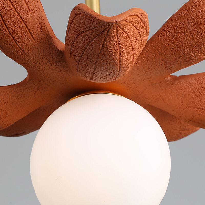 Indoor Globe White Glass Hanging Light, Simple Hanging Lamp with Flower Top