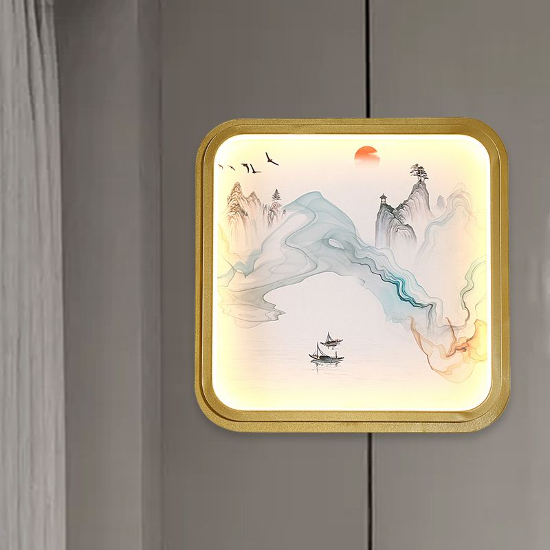 Pessette à la main / montagne mural éclairage chinois tissu salon