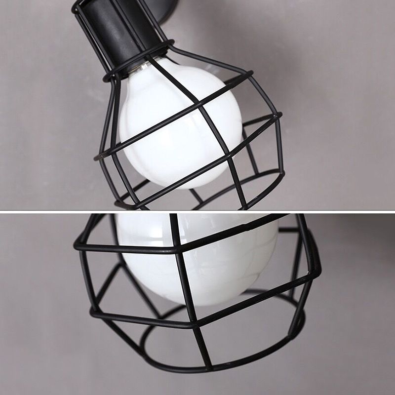 Diamond Cage Wall Mount Lamp 1-Light Vintage Black Wall Lighting Fixture for Hallway