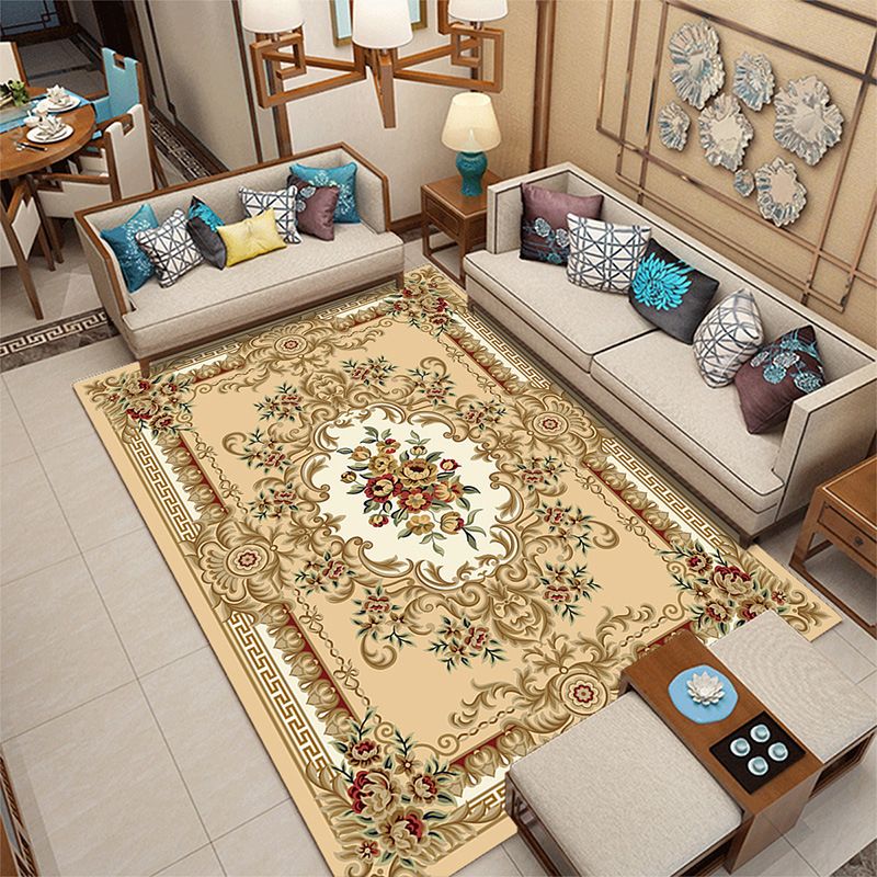 Funky European Style Rug Flower Print Carpet Polyester Stain Resistant Area Rug for Living Room