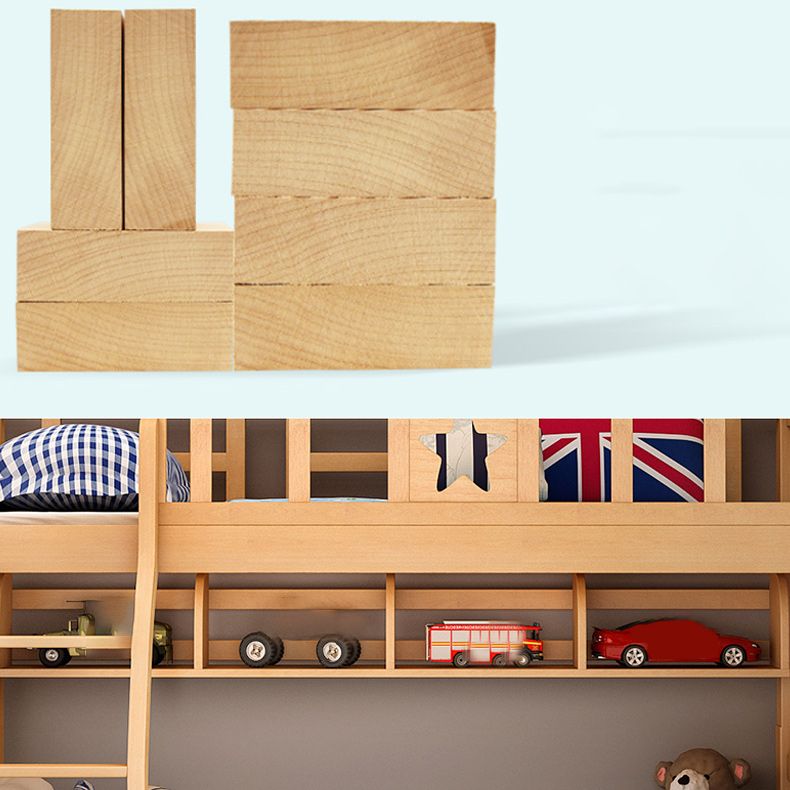 Natural Beech Bunk Bed Modern Bedroom Bunk Bed with Footboard
