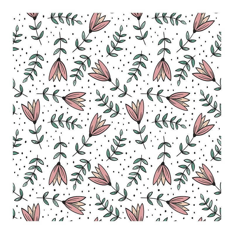 Illustration Flower Pattern Mildew Horizontalt Wall Mural for Living Room