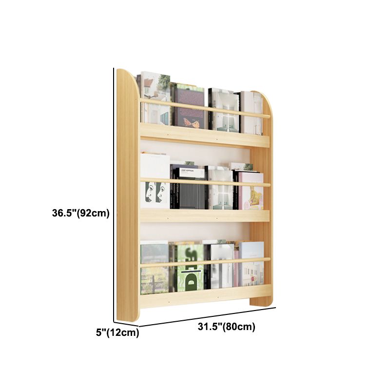 Contemporary Wall Unit Bookshelf Natural Pine Wood Bookcase for Bedroom