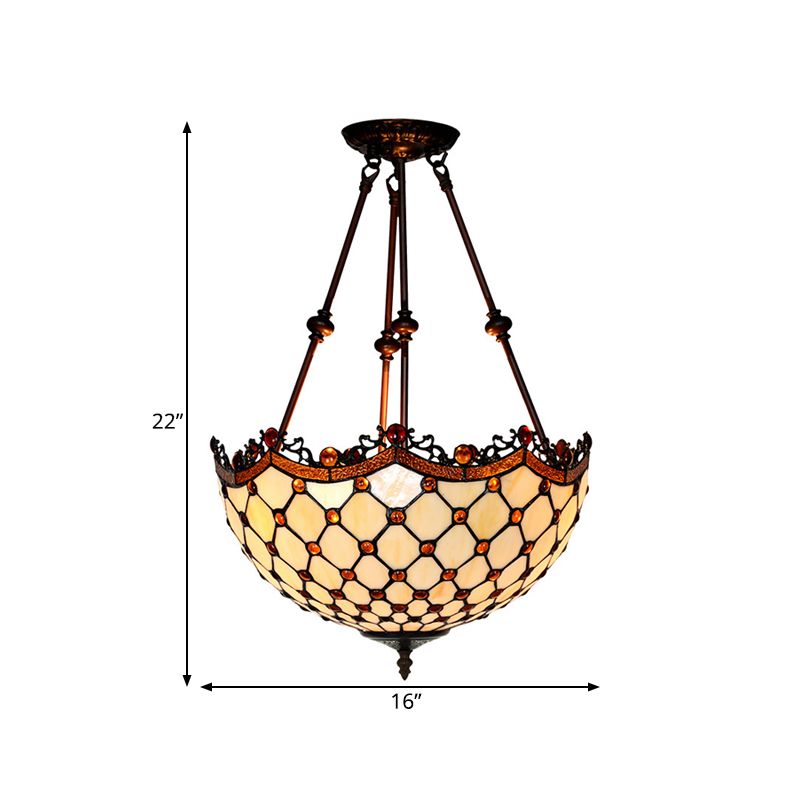 16 "/18" de ancho Semi Flush Light Fixture Boaded 2 luces Tiffany Style Techo Monte para corredor
