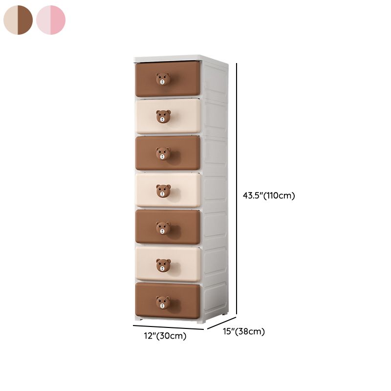 Contemporary Vertical Kids Furniture Plastic Nursery Dresser with 2/3/4/5/6/7 Drawers
