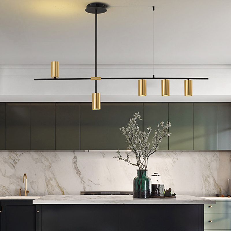 Lámpara de múltiples lámparas de lámparas de isla de cilindro moderna lámpara colgante con sombra de metal