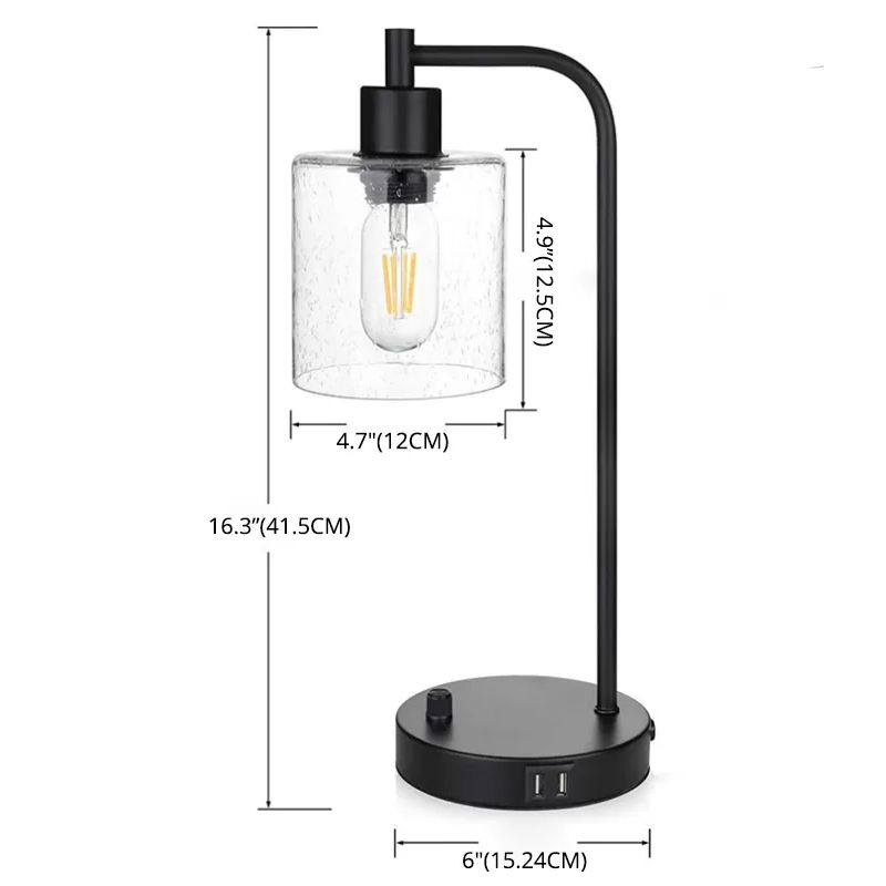 Industriële trommeltafel lichtglas 1 lichte tafellamp